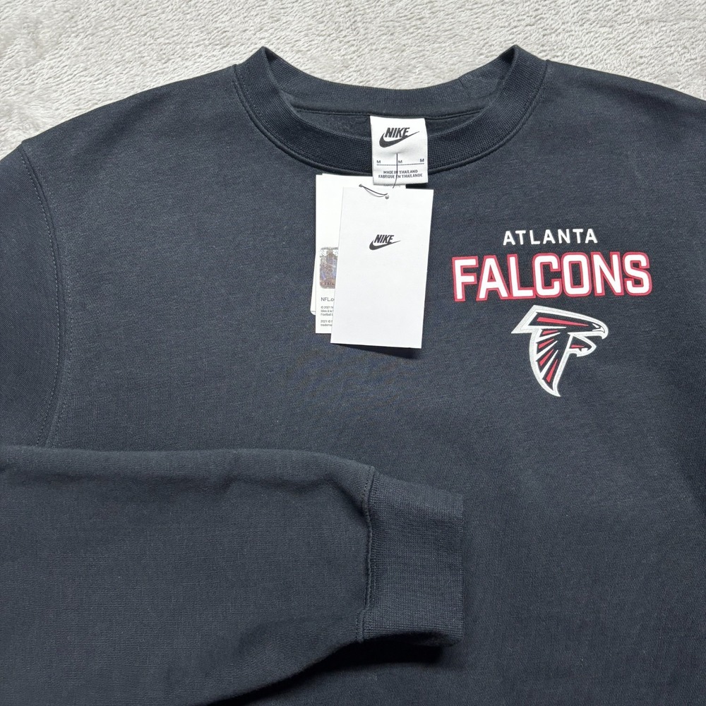 Nike Atlanta Falcons Sweatshirt Mens M Black Club Fleece Crew Pullover Swoosh - Picture 3 of 7